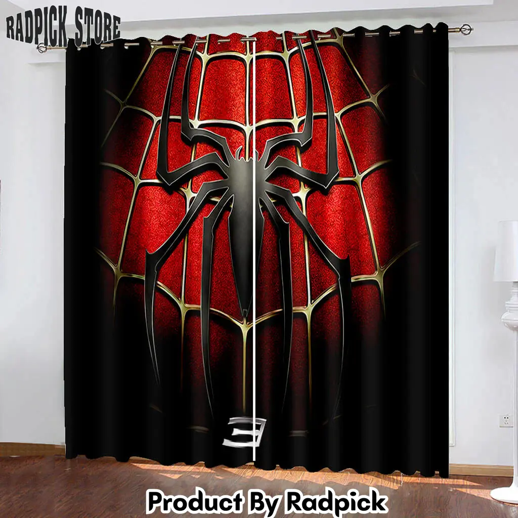 Spiderman curtains cosplay blackout window treatments drapesfor room decor  rp138